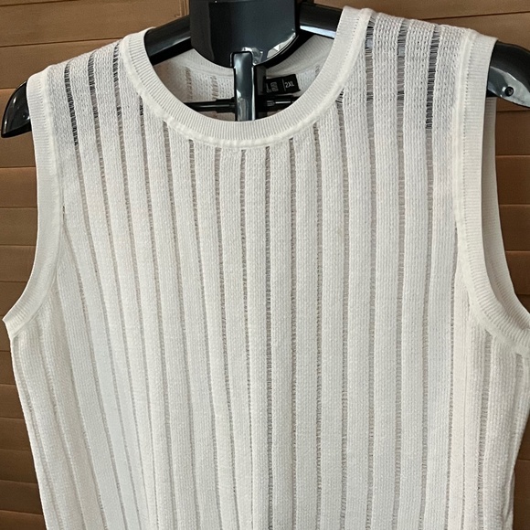 ST33LE White Ribbed Crewneck Sleeveless Sweater | Size 2XL - Picture 1 of 2